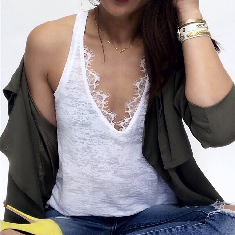 White Lace Burnout Racerback Tank